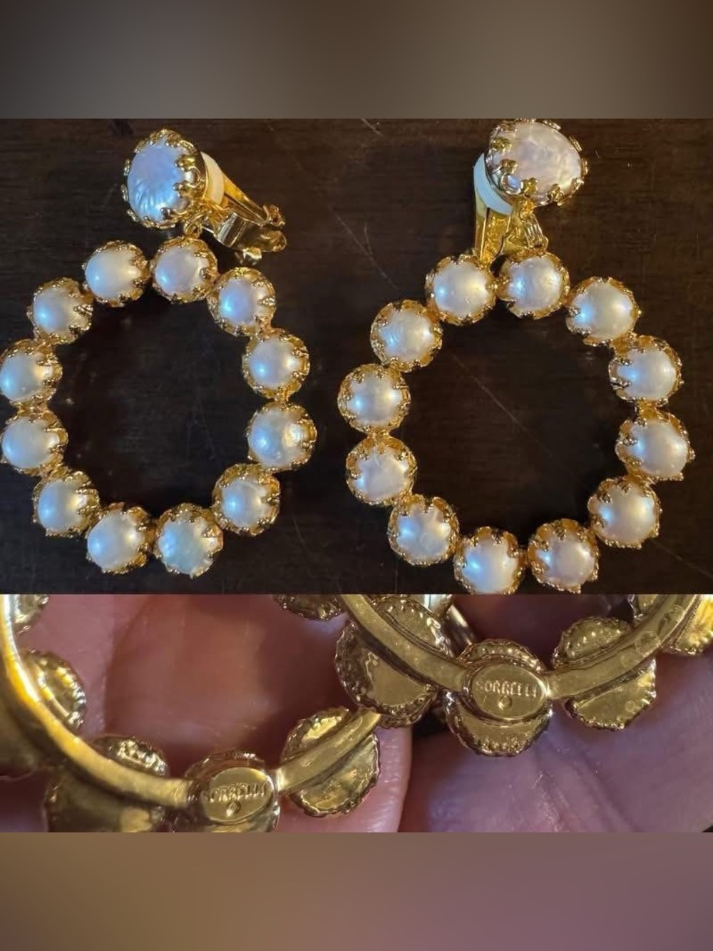 Sorrelli Ornate Gold-Tone Hoop Earrings with Pearl Cabochons -